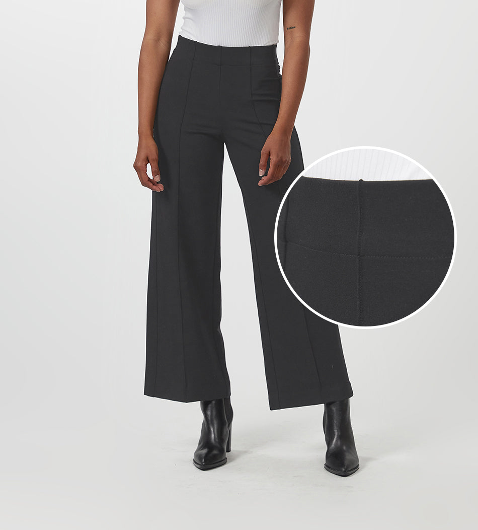 Thalian Women's Pants Size 12 Black Front Zip Wide Leg Career
